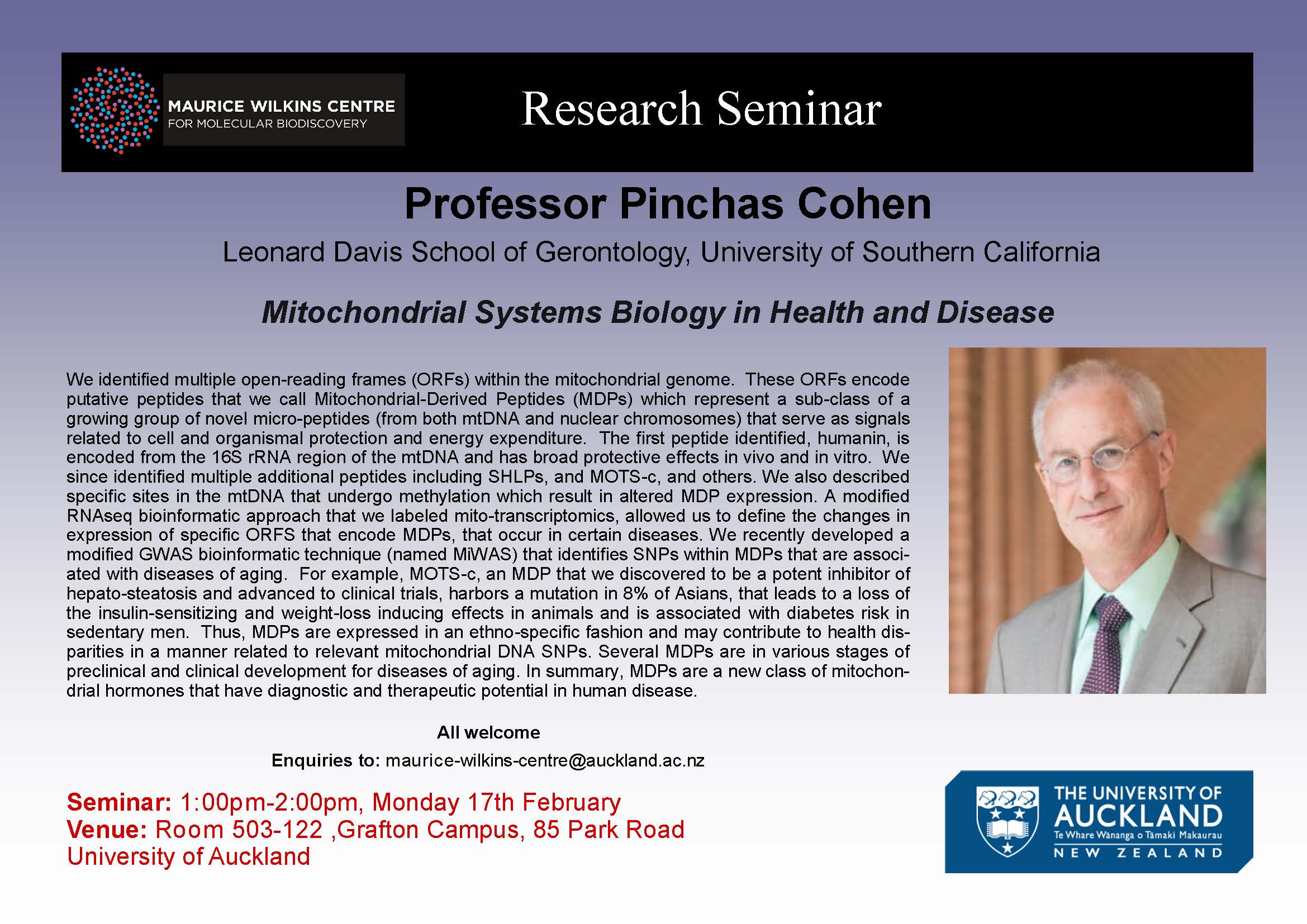 Seminar- Professor Pinchas Cohen